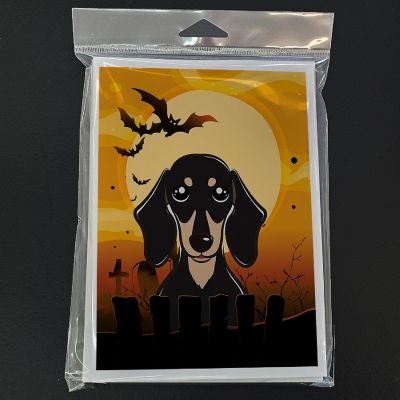 Caroline's Treasures Halloween, Halloween Smooth Black and Tan Dachshund Greeting Cards and Envelopes Pack of 8, 7 x 5, Dogs Image 2
