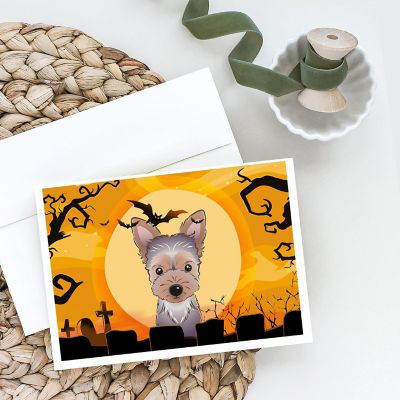Caroline's Treasures Halloween, Halloween Yorkie Puppy Greeting Cards and Envelopes Pack of 8, 7 x 5, Dogs Image 1