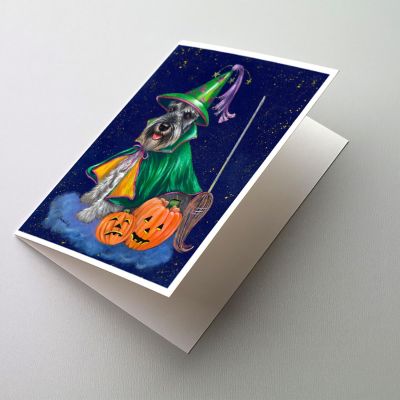 Caroline's Treasures Halloween, Schnauzer Halloween Good Witch Greeting Cards and Envelopes Pack of 8, 7 x 5, Dogs Image 1