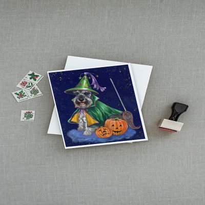 Caroline's Treasures Halloween, Schnauzer Halloween Good Witch Greeting Cards and Envelopes Pack of 8, 7 x 5, Dogs Image 2
