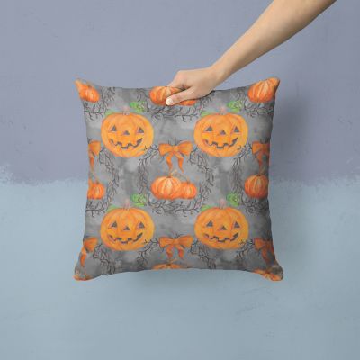 Caroline's Treasures Halloween, Watecolor Halloween Pumpkins Fabric Decorative Pillow, 14 x 14, Seasonal Image 1