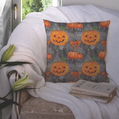 Caroline's Treasures Halloween, Watecolor Halloween Pumpkins Fabric Decorative Pillow, 14 x 14, Seasonal Image 2