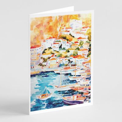 Caroline's Treasures Harbour Greeting Cards and Envelopes Pack of 8, 7 x 5, Nautical Image 1