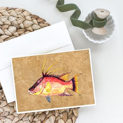 Caroline's Treasures Hog Snapper Greeting Cards and Envelopes Pack of 8, 7 x 5, Fish Image 1