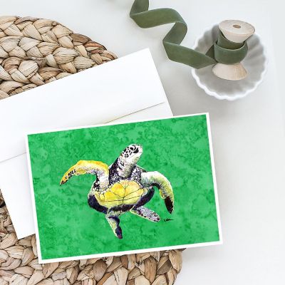 Caroline's Treasures Loggerhead Turtle  Dancing Greeting Cards and Envelopes Pack of 8, 7 x 5, Nautical Image 1