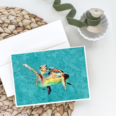 Caroline's Treasures Loggerhead Turtle  Hi Five Greeting Cards and Envelopes Pack of 8, 7 x 5, Nautical Image 1