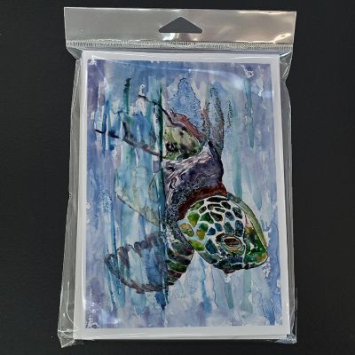 Caroline's Treasures Loggerhead Turtle in a Dive Greeting Cards and Envelopes Pack of 8, 7 x 5, Nautical Image 2