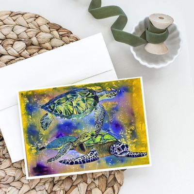 Caroline's Treasures Loggerhead Turtles Greeting Cards and Envelopes Pack of 8, 7 x 5, Nautical Image 1