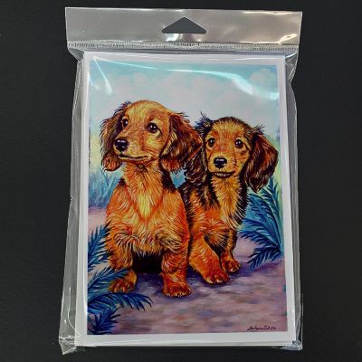 Caroline's Treasures Long Hair Red Dachshund Two Peas Greeting Cards and Envelopes Pack of 8, 7 x 5, Dogs Image 2