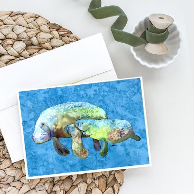 Caroline's Treasures Manatee Momma and Baby Greeting Cards and Envelopes Pack of 8, 7 x 5, Nautical Image 1
