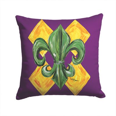 Caroline's Treasures Mardi Gras, Mardi Gras Fleur de lis Fabric Decorative Pillow, 14 x 14, New Orleans Image 1