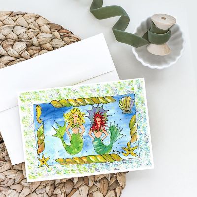 Caroline's Treasures Mermaid Blonde and Red Head Greeting Cards and Envelopes Pack of 8, 7 x 5, Fantasy Image 1