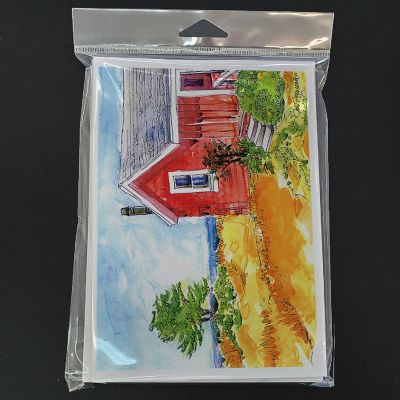 Caroline's Treasures Old Red Cottage House at the lake or Beach Greeting Cards and Envelopes Pack of 8, 7 x 5, Nautical Image 2