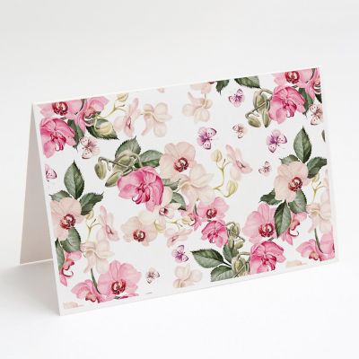 Caroline's Treasures Orchids Greeting Cards and Envelopes Pack of 8, 7 x 5, Flowers Image 1