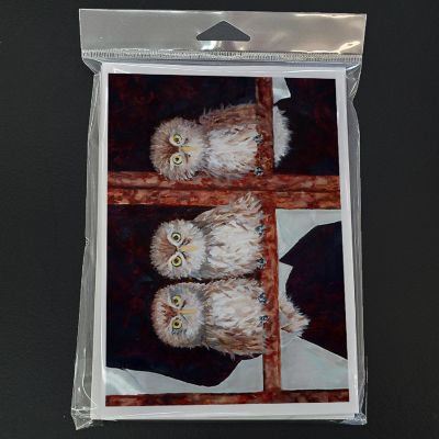 Caroline's Treasures Owls by Ferris Hotard Greeting Cards and Envelopes Pack of 8, 7 x 5, Birds Image 1