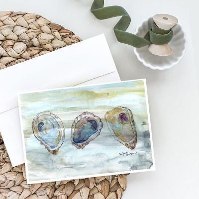 Caroline's Treasures Oysters Watercolor Greeting Cards and Envelopes Pack of 8, 7 x 5, Seafood Image 1