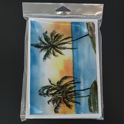 Caroline's Treasures Palm Tree Beach Scene Greeting Cards and Envelopes Pack of 8, 7 x 5, Flowers Image 2