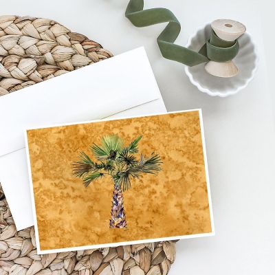 Caroline's Treasures Palm Tree on Gold Greeting Cards and Envelopes Pack of 8, 7 x 5, Flowers Image 1