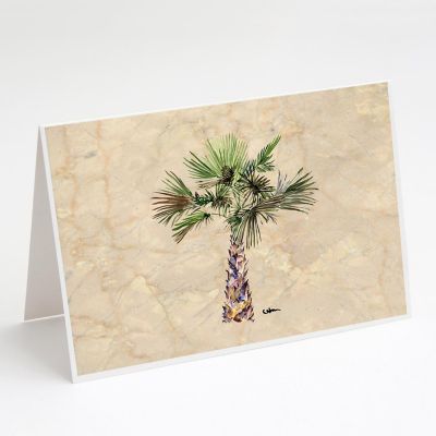 Caroline's Treasures Palm Tree on Marble Background Greeting Cards and Envelopes Pack of 8, 7 x 5, Flowers Image 1