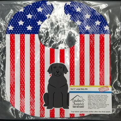 Caroline's Treasures Patriotic USA Black Labrador Baby Bib, 10 x 13, Dogs Image 1