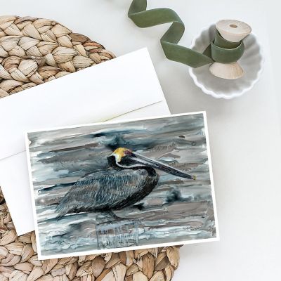 Caroline's Treasures Pelican in Grey Greeting Cards and Envelopes Pack of 8, 7 x 5, Birds Image 1
