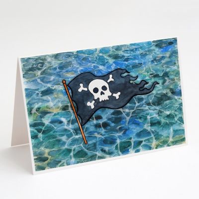 Caroline's Treasures Pirate Flag Greeting Cards and Envelopes Pack of 8, 7 x 5, Image 1