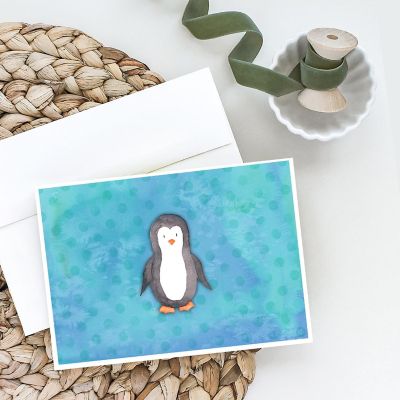 Caroline's Treasures Polkadot Penguin Watercolor Greeting Cards and Envelopes Pack of 8, 7 x 5, Birds Image 1