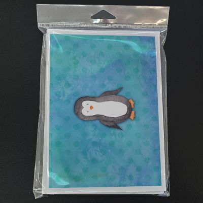 Caroline's Treasures Polkadot Penguin Watercolor Greeting Cards and Envelopes Pack of 8, 7 x 5, Birds Image 2