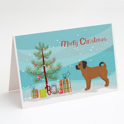 Caroline's Treasures Puggle Christmas Tree Greeting Cards and Envelopes Pack of 8, 7 x 5, Dogs Image 1