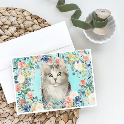 Caroline's Treasures Ragamuffin Spring Flowers Greeting Cards and Envelopes Pack of 8, 7 x 5, Cats Image 1