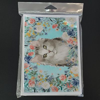 Caroline's Treasures Ragamuffin Spring Flowers Greeting Cards and Envelopes Pack of 8, 7 x 5, Cats Image 2