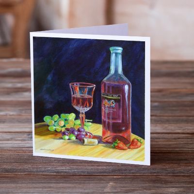 Caroline's Treasures Red Wine Bottle and Glass  Greeting Cards and Envelopes Pack of 8, 7 x 5, Drink Image 1