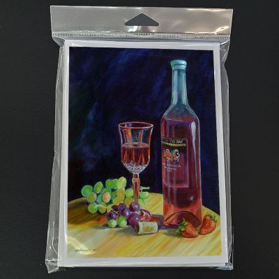 Caroline's Treasures Red Wine Bottle and Glass  Greeting Cards and Envelopes Pack of 8, 7 x 5, Drink Image 2