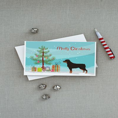 Caroline's Treasures Rottweiler Christmas Tree Greeting Cards and Envelopes Pack of 8, 7 x 5, Dogs Image 2