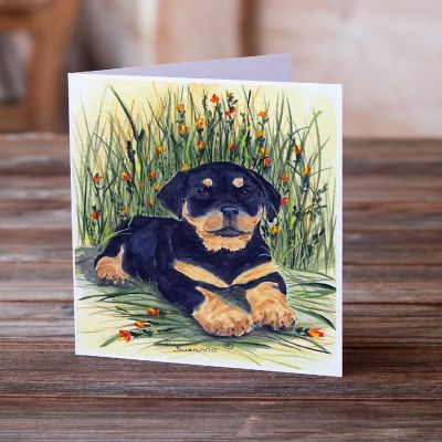 Caroline's Treasures Rottweiler Greeting Cards and Envelopes Pack of 8, 7 x 5, Dogs Image 1
