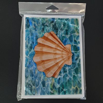 Caroline's Treasures Scallop Shell and Water Greeting Cards and Envelopes Pack of 8, 7 x 5, Nautical Image 2