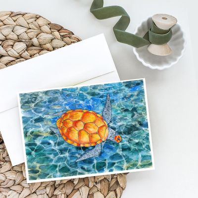 Caroline's Treasures Sea Turtle Greeting Cards and Envelopes Pack of 8, 7 x 5, Nautical Image 1