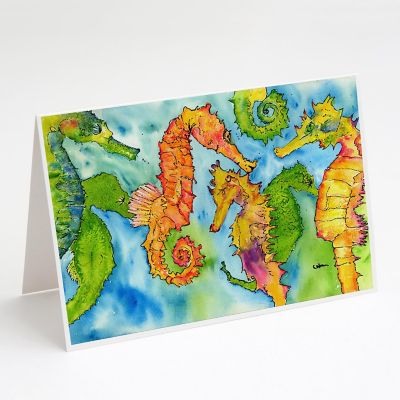 Caroline's Treasures Seahorse Greeting Cards and Envelopes Pack of 8, 7 x 5, Nautical Image 1