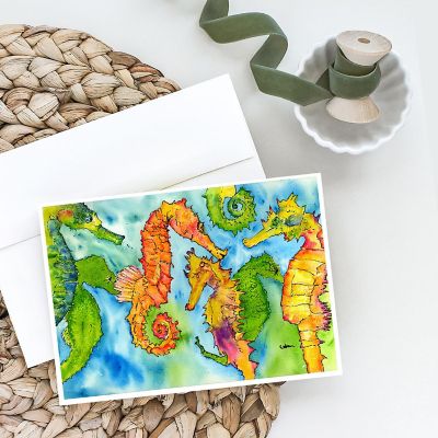 Caroline's Treasures Seahorse Greeting Cards and Envelopes Pack of 8, 7 x 5, Nautical Image 1
