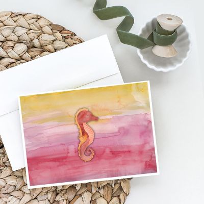 Caroline's Treasures Seahorse Watercolor Greeting Cards and Envelopes Pack of 8, 7 x 5, Nautical Image 1