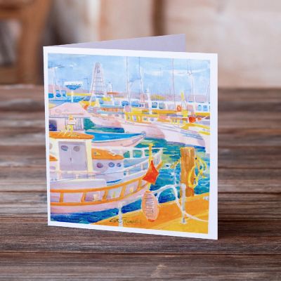 Caroline's Treasures Shirmp Boats Greeting Cards and Envelopes Pack of 8, 7 x 5, Nautical Image 1