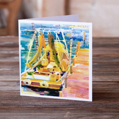 Caroline's Treasures Shrimp Boats Greeting Cards and Envelopes Pack of 8, 7 x 5, Nautical Image 1