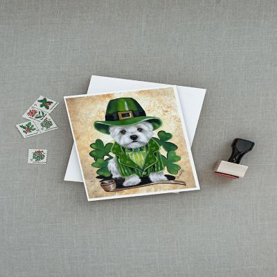 Caroline's Treasures St Patrick's Day, Westie St Patrick's Day Leprechaun Greeting Cards and Envelopes Pack of 8, 7 x 5, Dogs Image 2