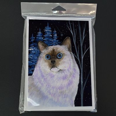 Caroline's Treasures Starry Night Cat - Birman Greeting Cards and Envelopes Pack of 8, 7 x 5, Cats Image 2