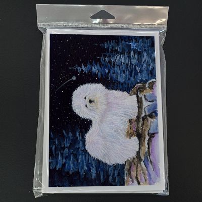 Caroline's Treasures Starry Night Coton de Tulear Greeting Cards and Envelopes Pack of 8, 7 x 5, Dogs Image 1