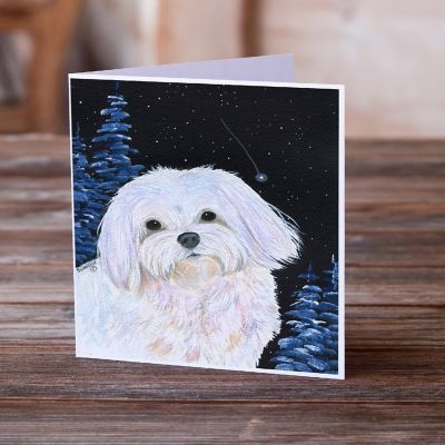 Caroline's Treasures Starry Night Maltese Greeting Cards and Envelopes Pack of 8, 7 x 5, Dogs Image 1
