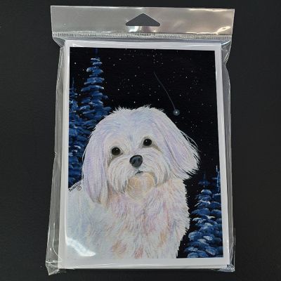 Caroline's Treasures Starry Night Maltese Greeting Cards and Envelopes Pack of 8, 7 x 5, Dogs Image 2