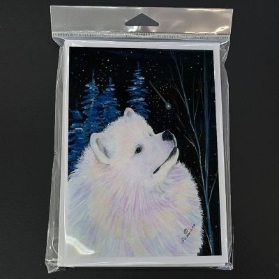 Caroline's Treasures Starry Night Samoyed Greeting Cards and Envelopes Pack of 8, 7 x 5, Dogs Image 2