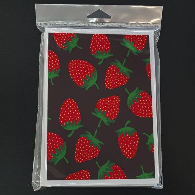 Caroline's Treasures Strawberries on Gray Greeting Cards and Envelopes Pack of 8, 7 x 5, Food Image 2
