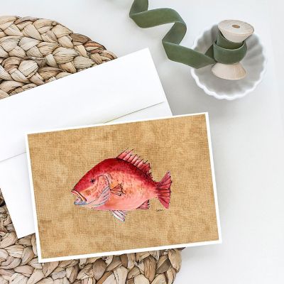 Caroline's Treasures Strawberry Snapper Greeting Cards and Envelopes Pack of 8, 7 x 5, Fish Image 1